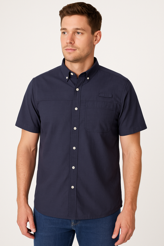 Ripstop "Breeze Back" Vented Short Sleeve Button Down Shirt