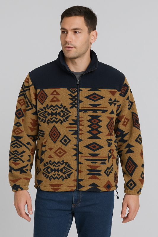 Aztec Pattern Sherpa Full Zip Jacket